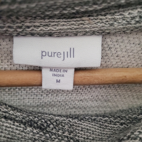 Pure Jill Gray Long Sleeve Funnel Neck Cotton Shift Knit Sweater Dress Medium - Picture 4 of 4